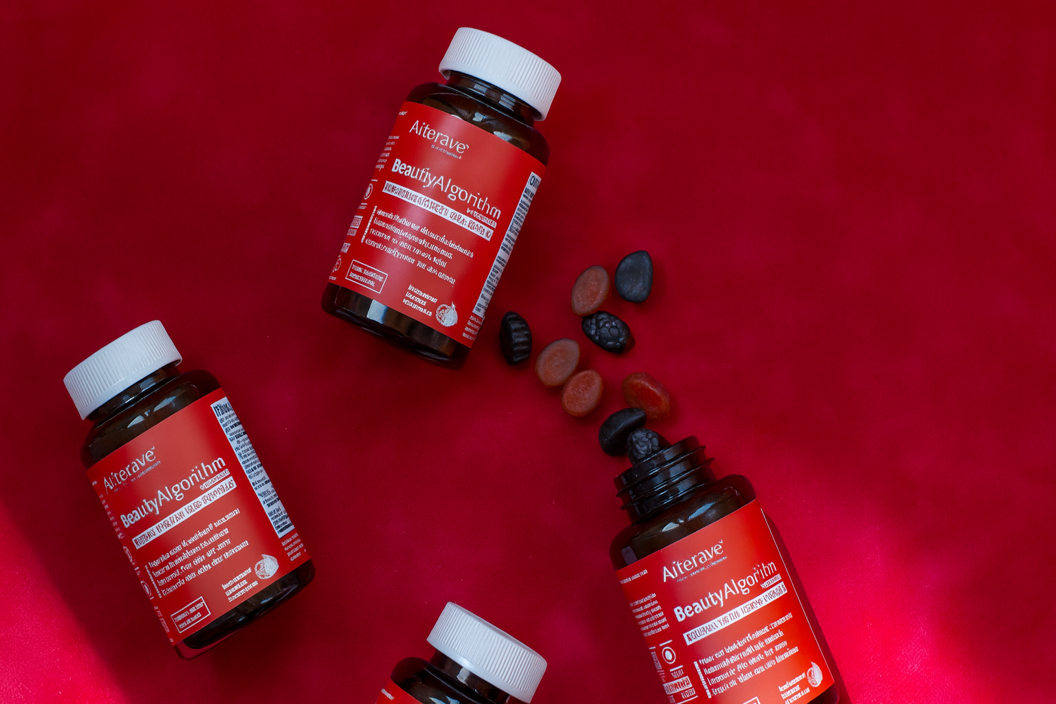 Supplément anti-âge en gummies rouge