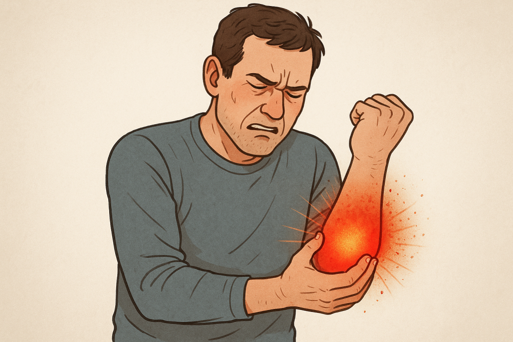 Inflammation articulaire coude rouge douloureux