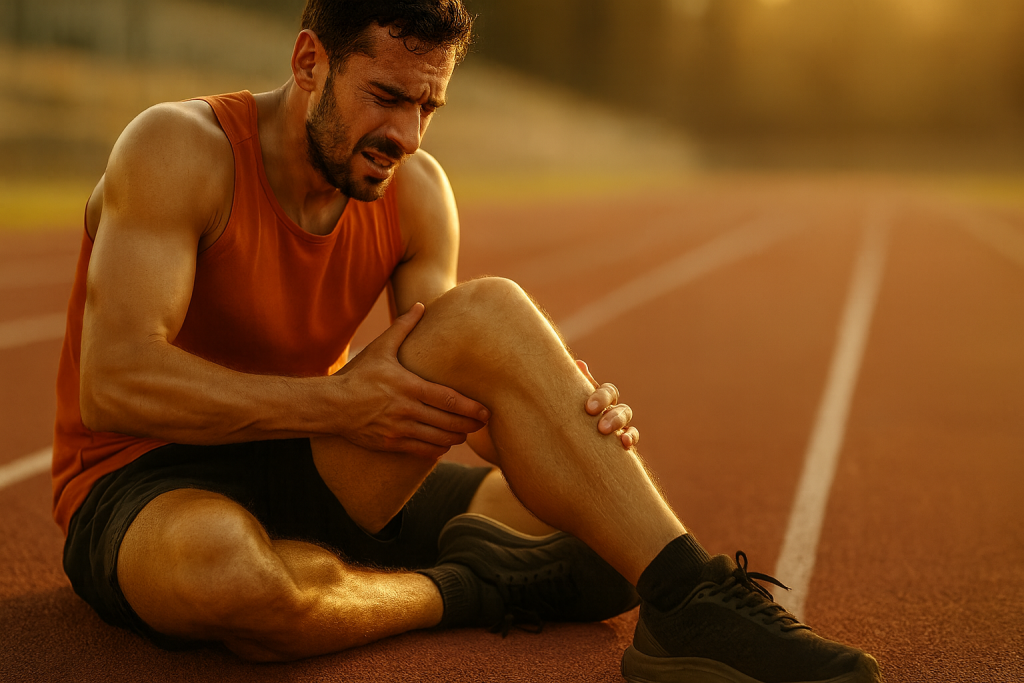 Douleur genou sportif sur piste