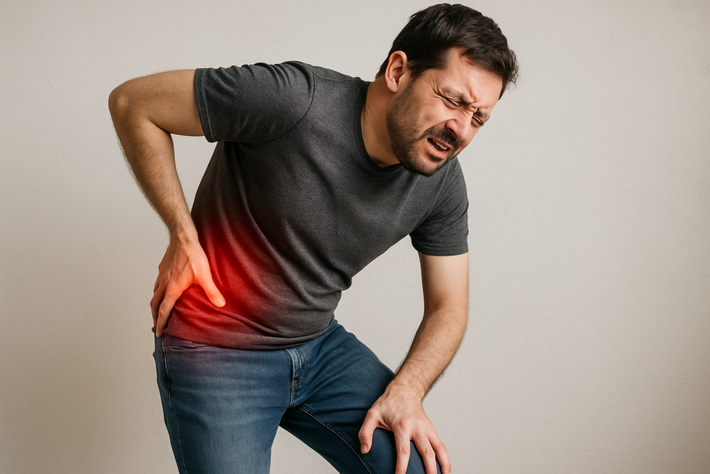 Homme souffrant de douleur à la hanche